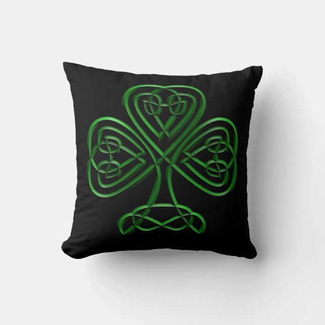 Fancy Shamrock Throw Pillow (Front)