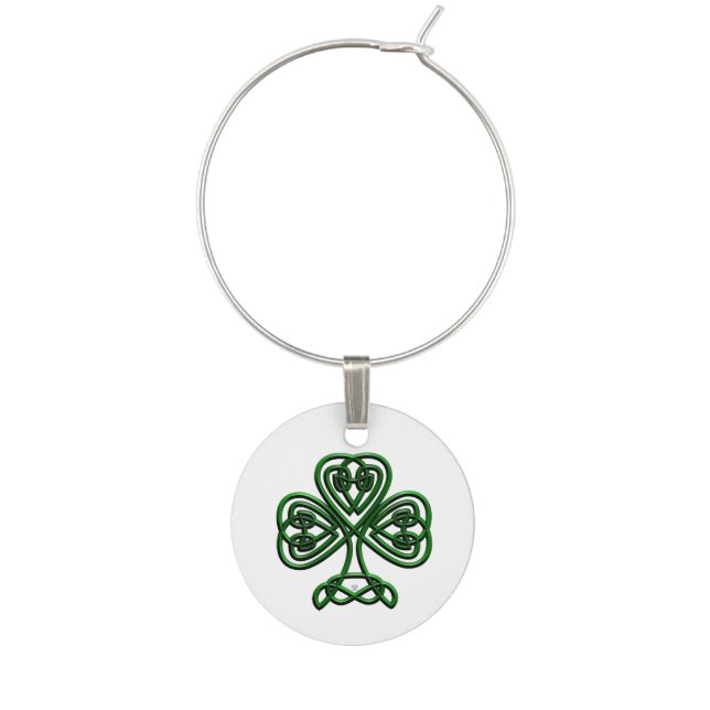 Fancy Shamrock Wine Glass Charm (Front)