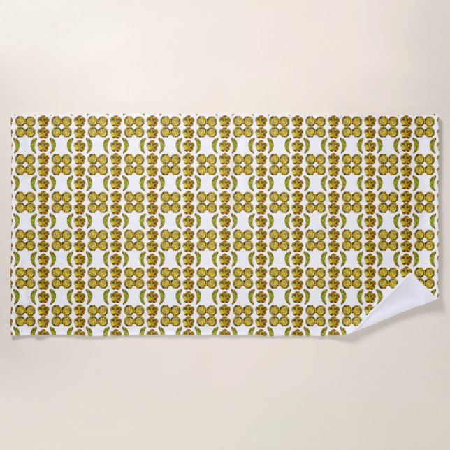 Fancy shape Gemstone Art Yellow Beach Towel (Front)