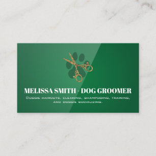 Fancy Shears Dog Groomer   Green Gloss Appointment Card