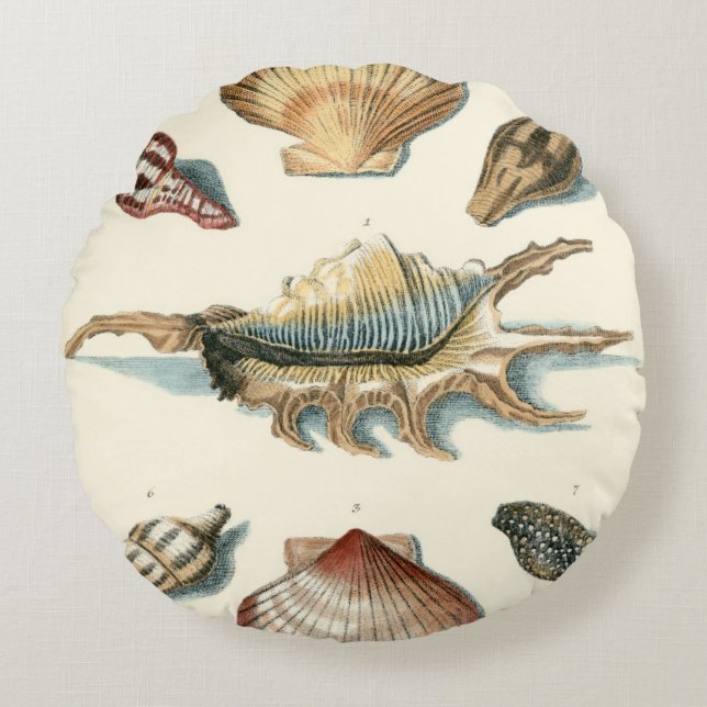 Fancy Shell Beach Round Pillow (Front)