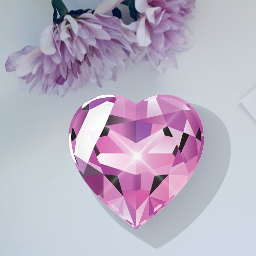 Fancy Shiny Pink Diamond Heart Paperweight