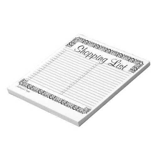 Fancy Shopping List Notepad