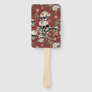 Fancy Silkscreen Style Skull Christmas Hand Fan