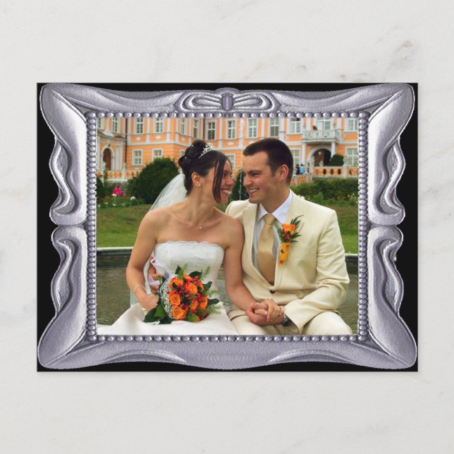 Fancy Silver Frame Add Photo Here Postcard (Front)