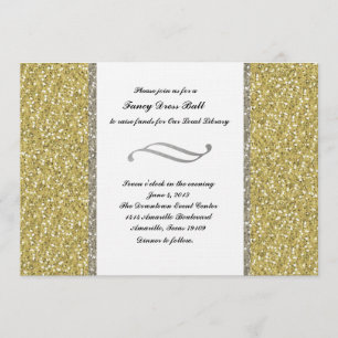 Fancy Silver Gold Glitter Look Event Invitation