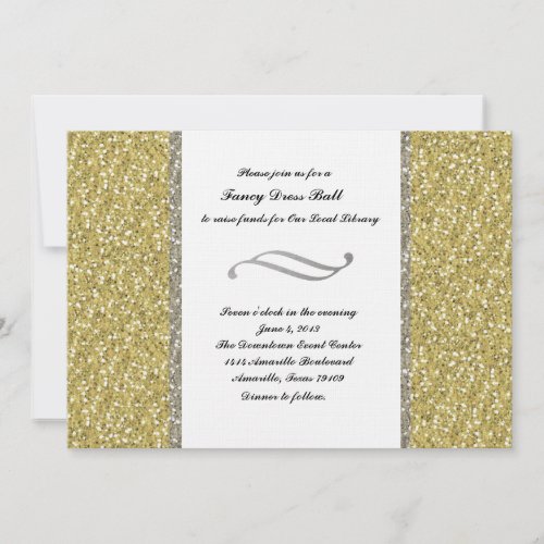 Fancy Silver Gold Glitter Look Event Invitation