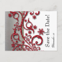 Fancy Silver Red Glitter Save the Date