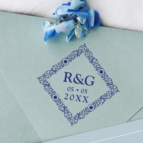 Fancy Simple Initials Wedding Filigree Ornamental Rubber Stamp