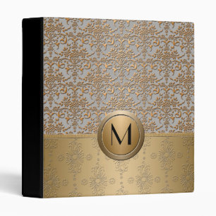 Fancy Simulated Gold and Silver Monogram Damask Binder