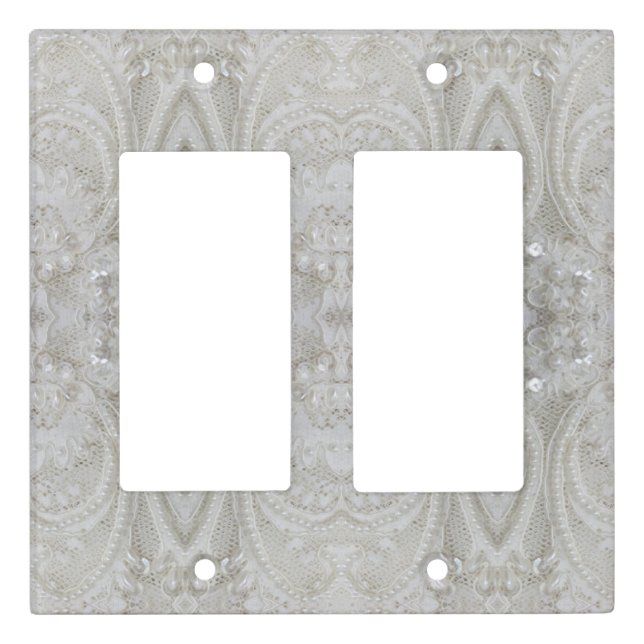 fancy sophisticated sequins pearl white lace light switch cover (Front)