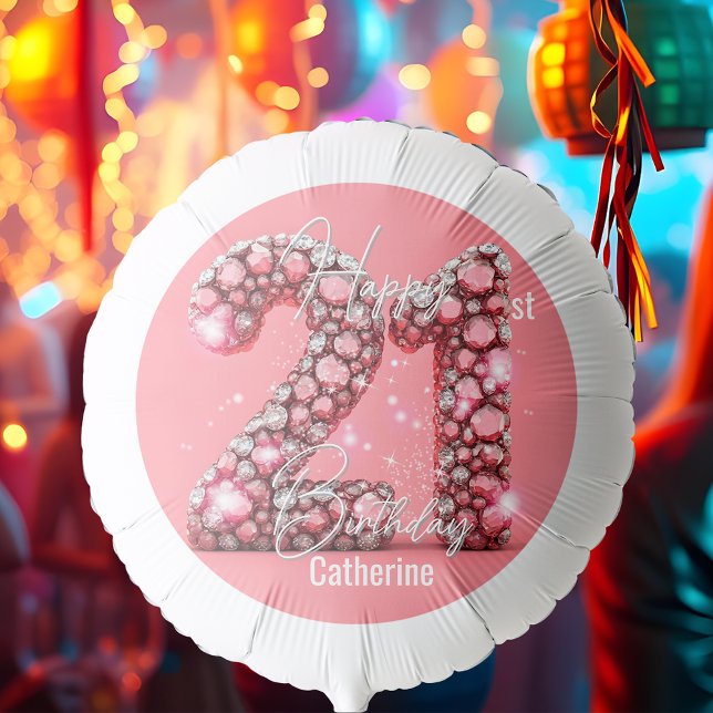 Fancy Sparkling Diamond-Encrusted 21st Birthday Balloon (Creator Uploaded)