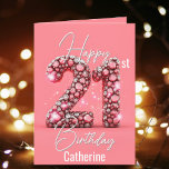 Fancy Sparkling Diamond-Encrusted 21st Birthday Card