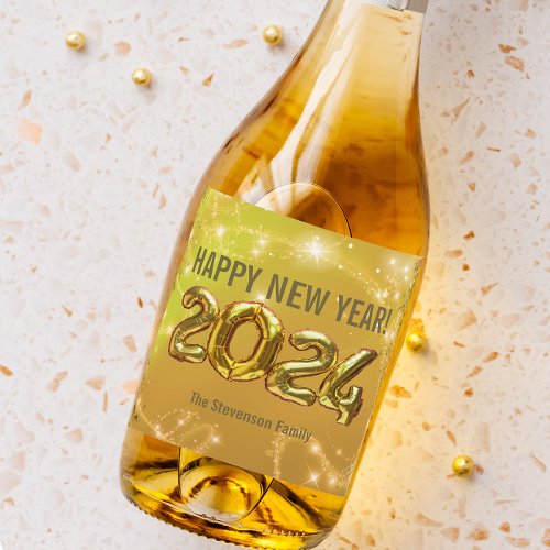Fancy Sparkling Gold Foil Balloons New Year Sparkling Wine Label