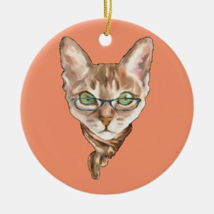 Fancy Sphynx Cat Lovers Decor Glasses Scarf Kitten Ceramic Ornament