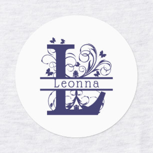 Fancy Split Letter 'L' Monogram Customizable Labels