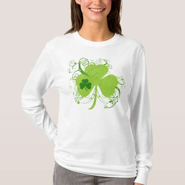 Fancy St Patricks Day Shamrock T-Shirt (Front)