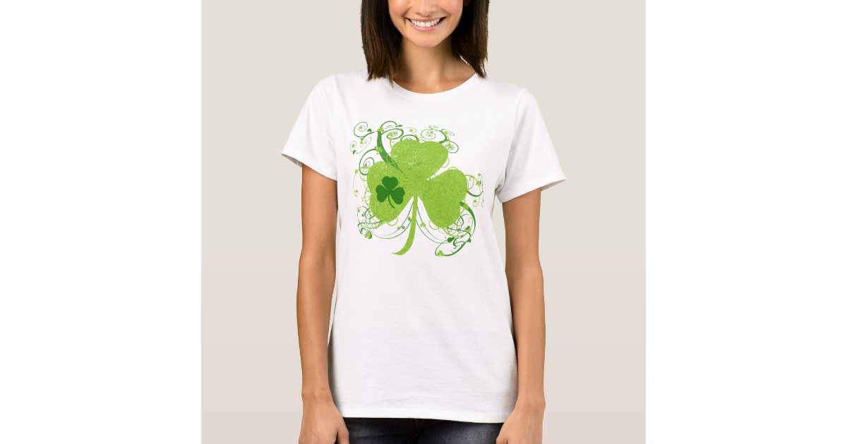 Womens T Shirts Shamrock Love Lucky Leaf Happy St Patrick's Day Classic T  Shirt Loose fit Vintage Printed Tees Tops 