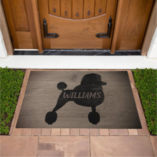 Fancy Standard Poodle Dog Silhouette Rustic Custom Doormat