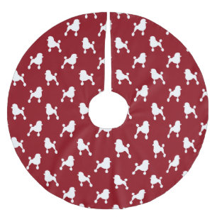 Fancy Standard Poodle Silhouettes Pattern Red Brushed Polyester Tree Skirt
