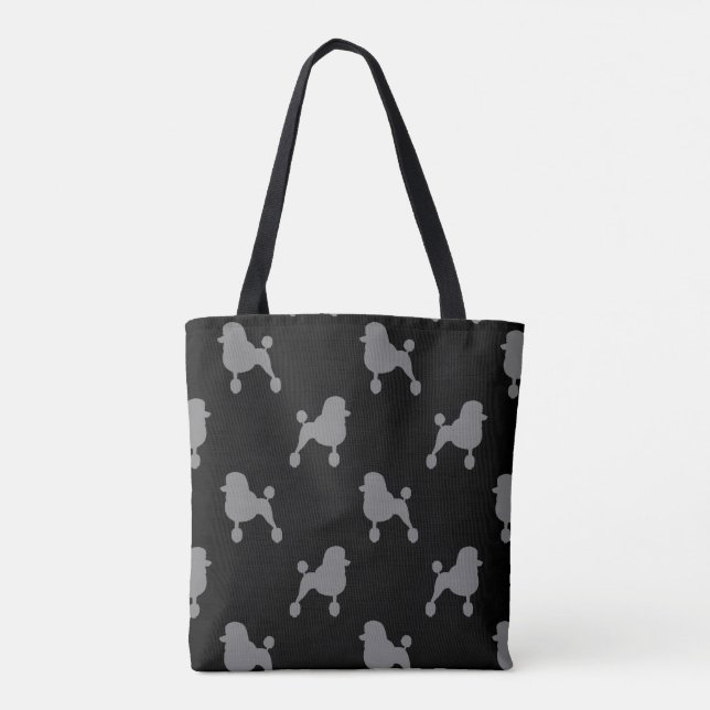 Fancy Standard Poodle Silhouettes Patterned Tote Bag (Back)