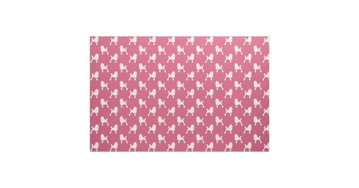 Fancy Standard Poodle Silhouettes Pink and White Fabric | Zazzle.com