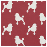Fancy Standard Poodles Pattern Red and White Fabric