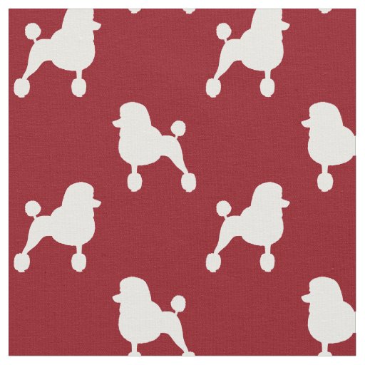 Fancy Standard Poodles Pattern Red and White Fabric