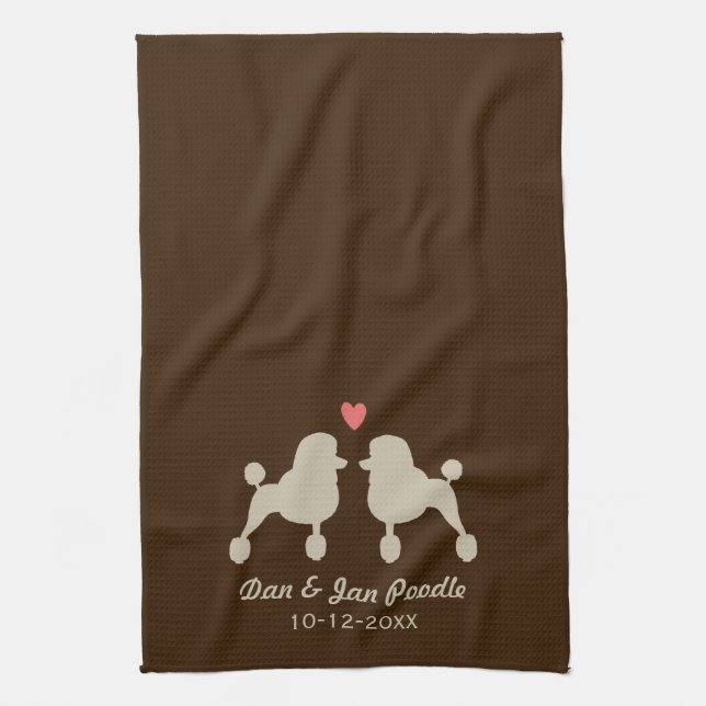 Fancy Standard Poodles with Heart and Text Towel (Vertical)