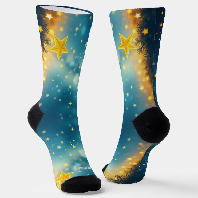 Fancy Starry Night Crew Socks (Angled)