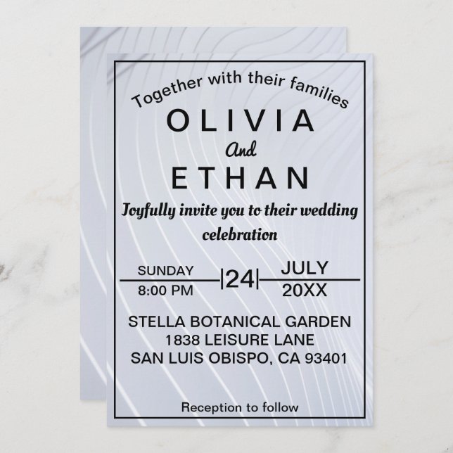 Fancy stylish chic silver Wedding Invitation (Front/Back)