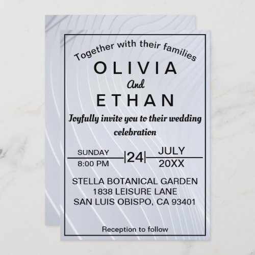 Fancy stylish chic silver Wedding Invitation