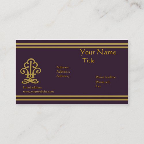 Fancy stylish dark purple and gold business card templates