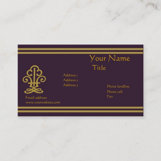 Customizable Fancy stylish dark purple and gold business card templates