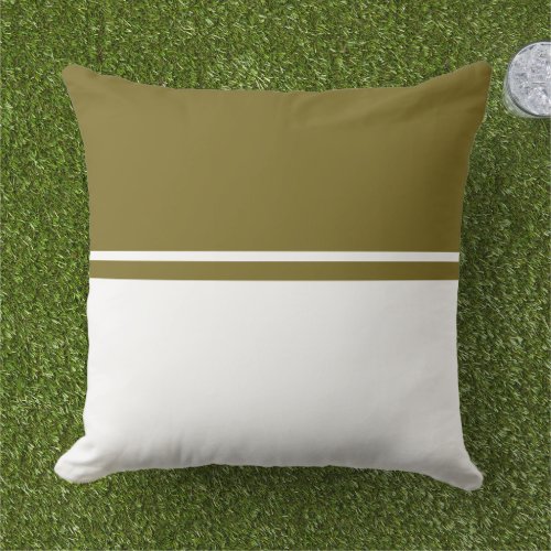 Fancy Stylish Modern Olive Green White Color Block Outdoor Pillow