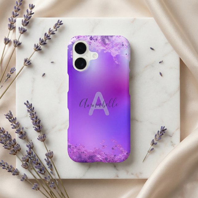 Fancy Stylish Violet Purple Modern Glam Glittery Case-Mate iPhone Case (Creator Uploaded)