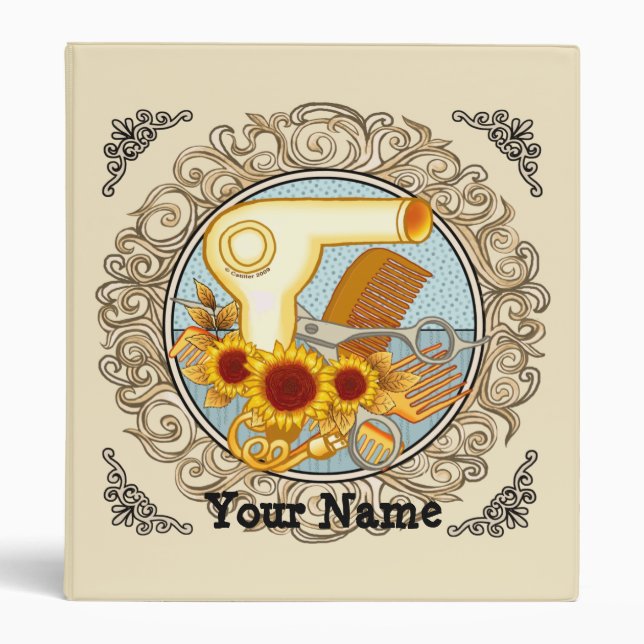 Fancy Sunflowers Beautician  3 Ring Binder (Front)