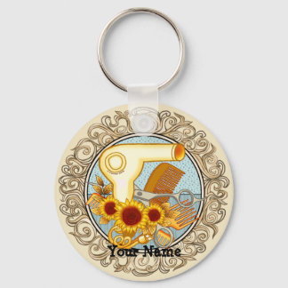 Fancy Sunflowers Beautician Keychain