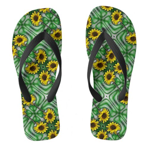 Fancy Sunflowers Flip Flops