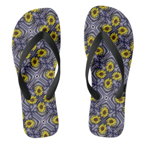 Fancy Sunflowers Flip Flops