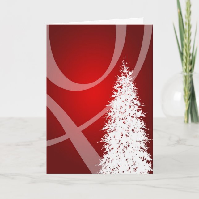 Fancy Swirl Tree Holidays Christmas Xmas Design Holiday Card (Front)
