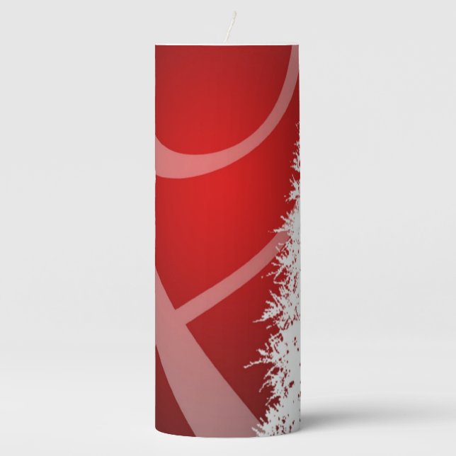 Fancy Swirl Tree Holidays Christmas Xmas Design Pillar Candle (Front)