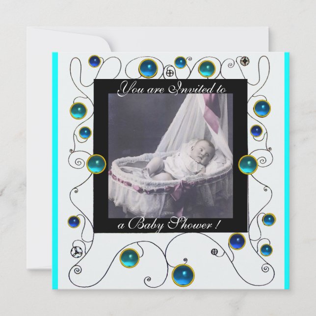 FANCY SWIRLS BABY SHOWER MONOGRAM,photo template (Front)
