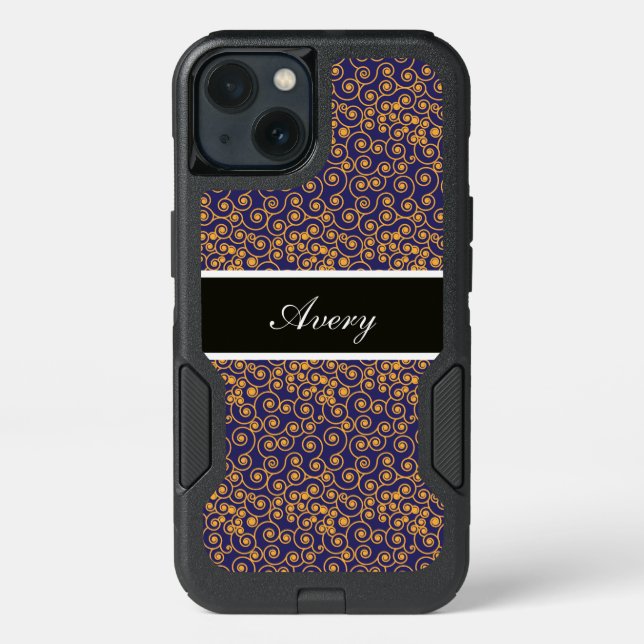 Fancy Swirls Personalized Otterbox Case (Back)