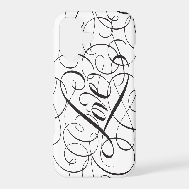 Fancy Swirly Flourished Love Calligraphy Lettering Case-Mate iPhone Case (Back)