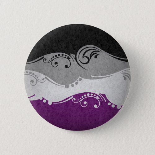 Fancy Swooped and Swirled Asexual Pride Flag  Button