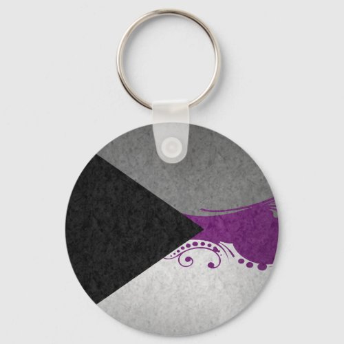 Fancy Swooped and Swirled Demisexual Pride Flag  Keychain