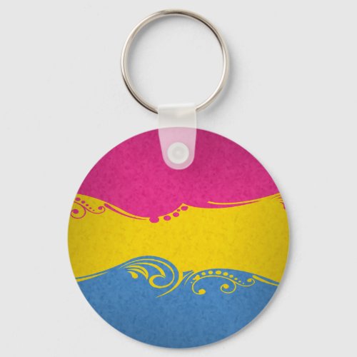 Fancy Swooped and Swirled Pansexual Pride Flag  Keychain