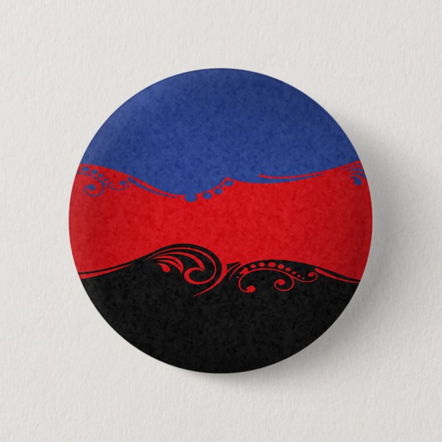 Fancy Swooped and Swirled Polyamory Pride Flag  Pinback Button (Front)