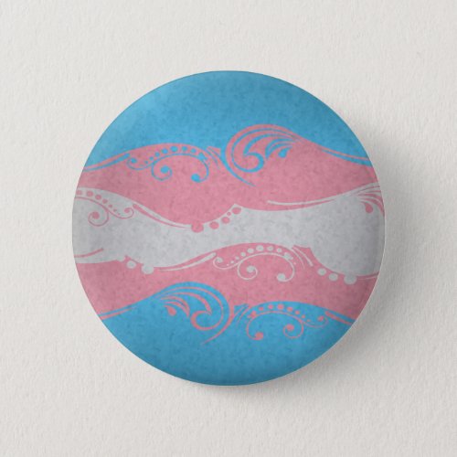 Fancy Swooped and Swirled Transgender Pride Flag Button
